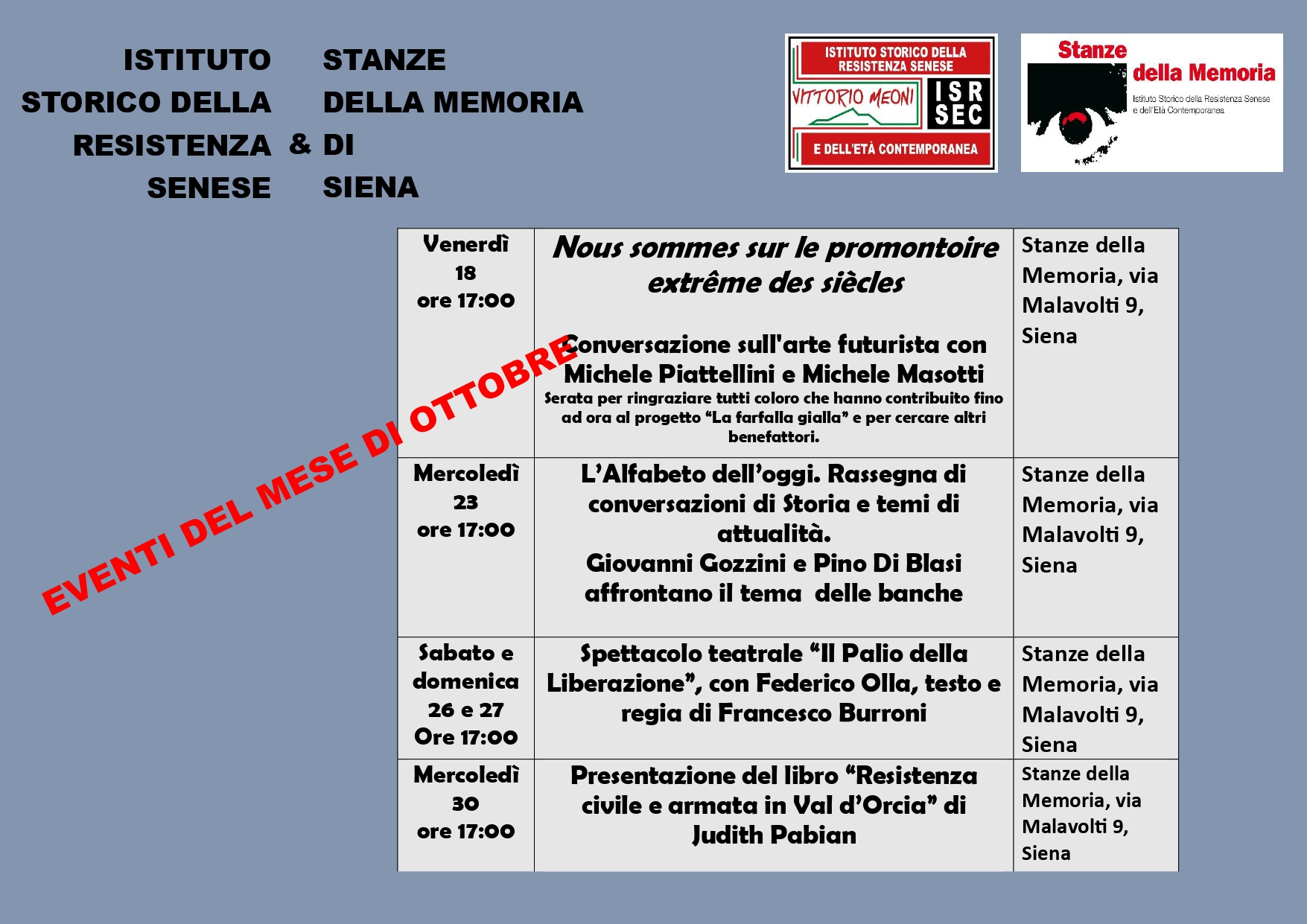 Eventi ottobre 2024