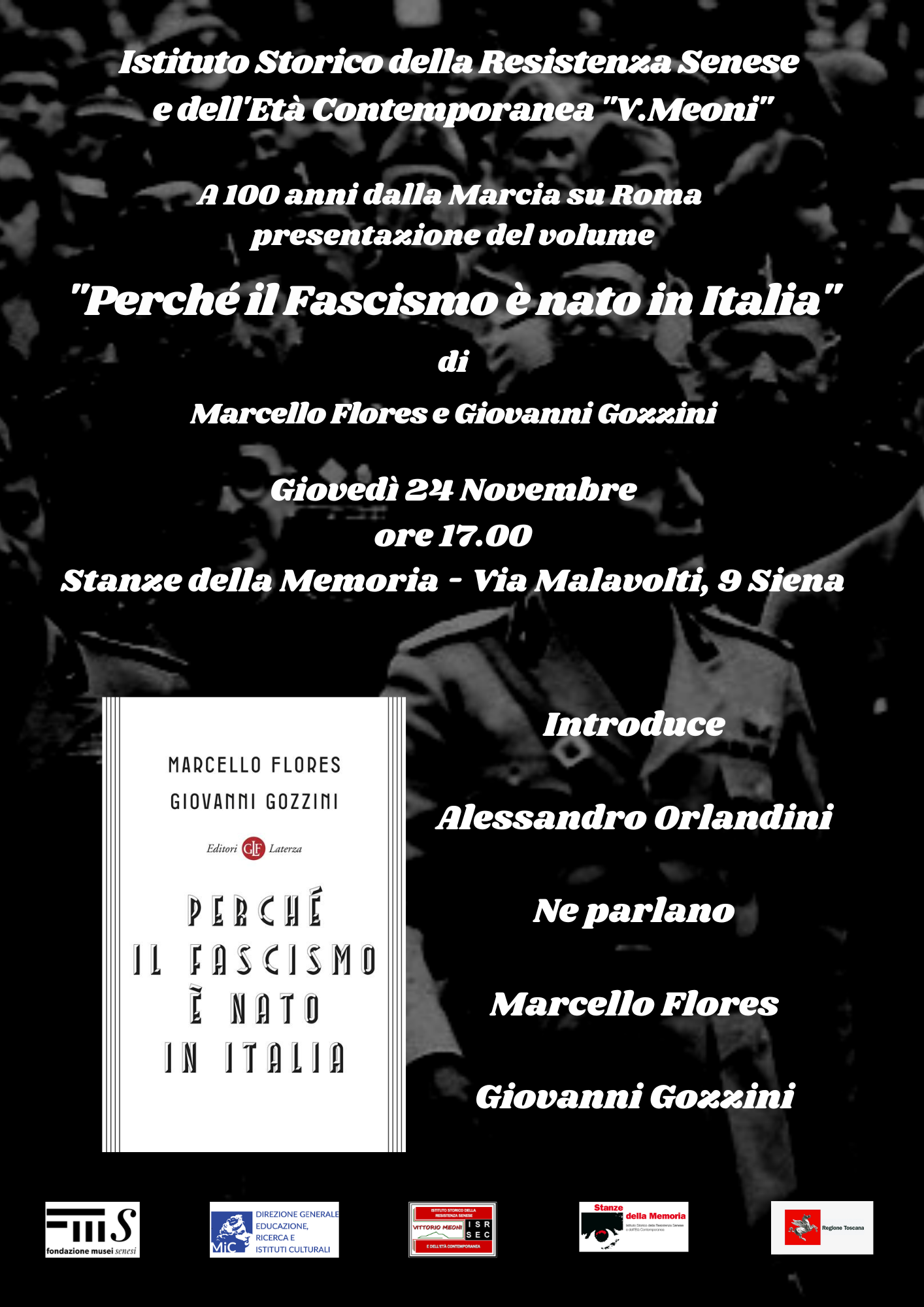 24 novembre. Presentazione del libro "Perché il fascismo è nato in Italia" di M. Flores e G. Gozzini